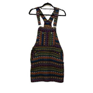 HENGSHENG JEANS Womens Boho Hippie Colorful Woven Jumper Dress Skirtalls Size SM